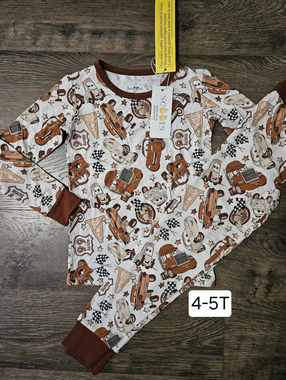 Scoots Disney Pixar Cars Route 66 2 Piece Bamboo Pajama